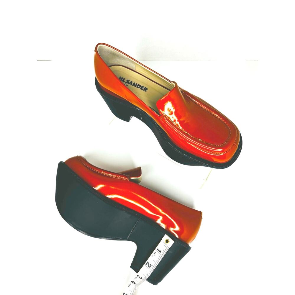 Jil Sander Orange Leather Sculptural Platform Loafers Bold Slip On Size EU 36 - Picture 9 of 11